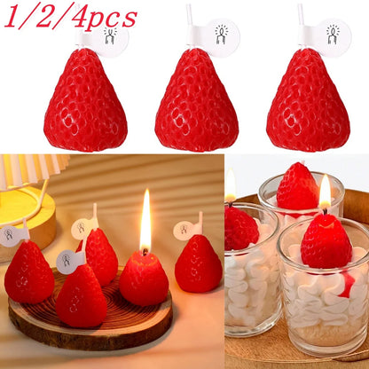 1/2/4Pcs Strawberry Shape Candle Aromatherapy Wax Scented