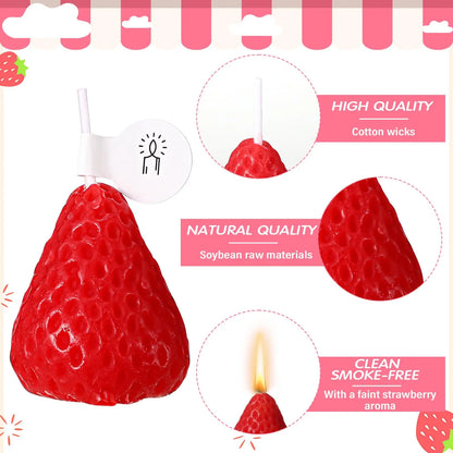 1/2/4Pcs Strawberry Shape Candle Aromatherapy Wax Scented